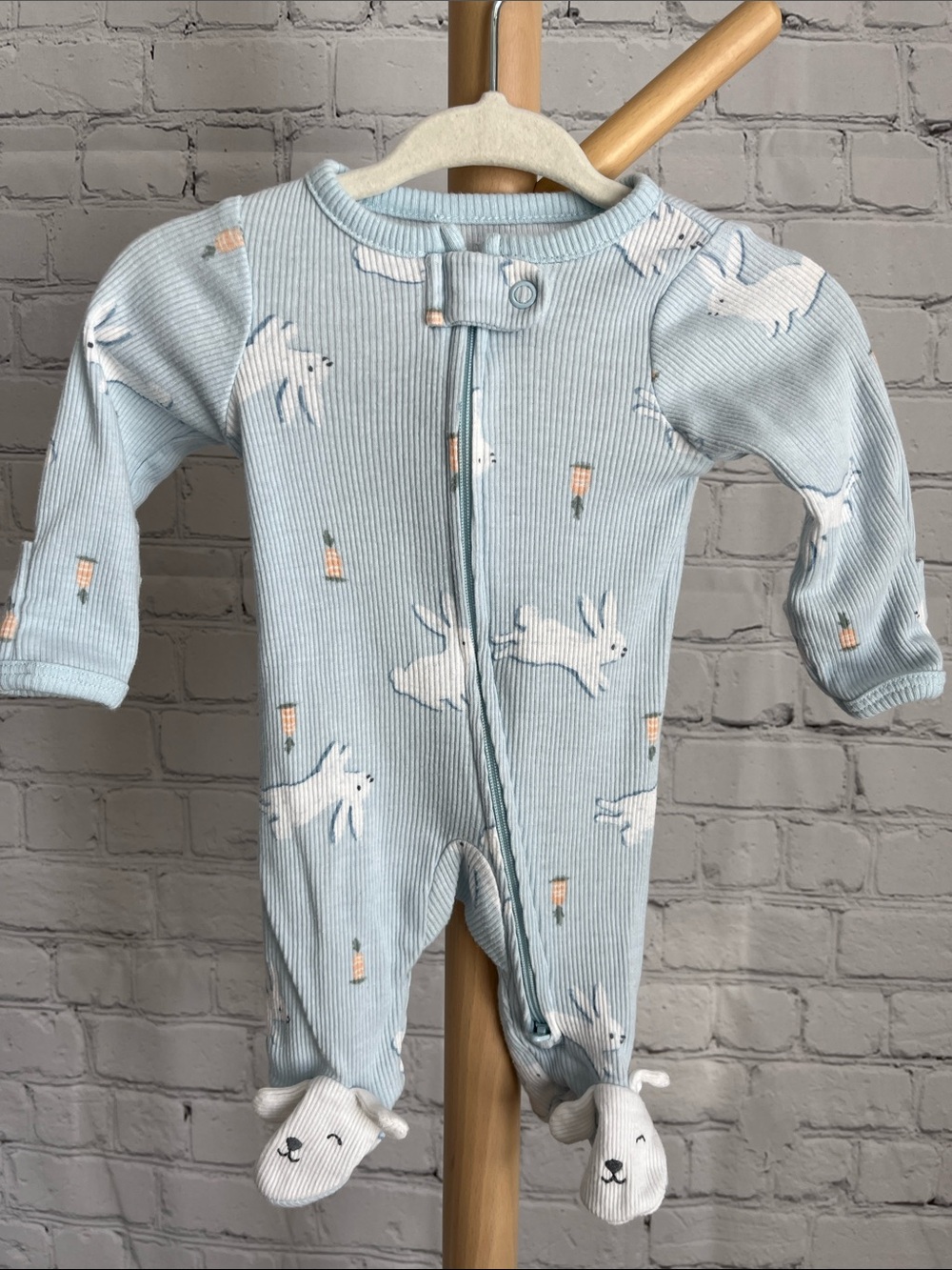 ⭐️⭐️PICK 5 / $20 Carter's Baby Ribbed Bunny Print One-Piece Romper in Light Blue